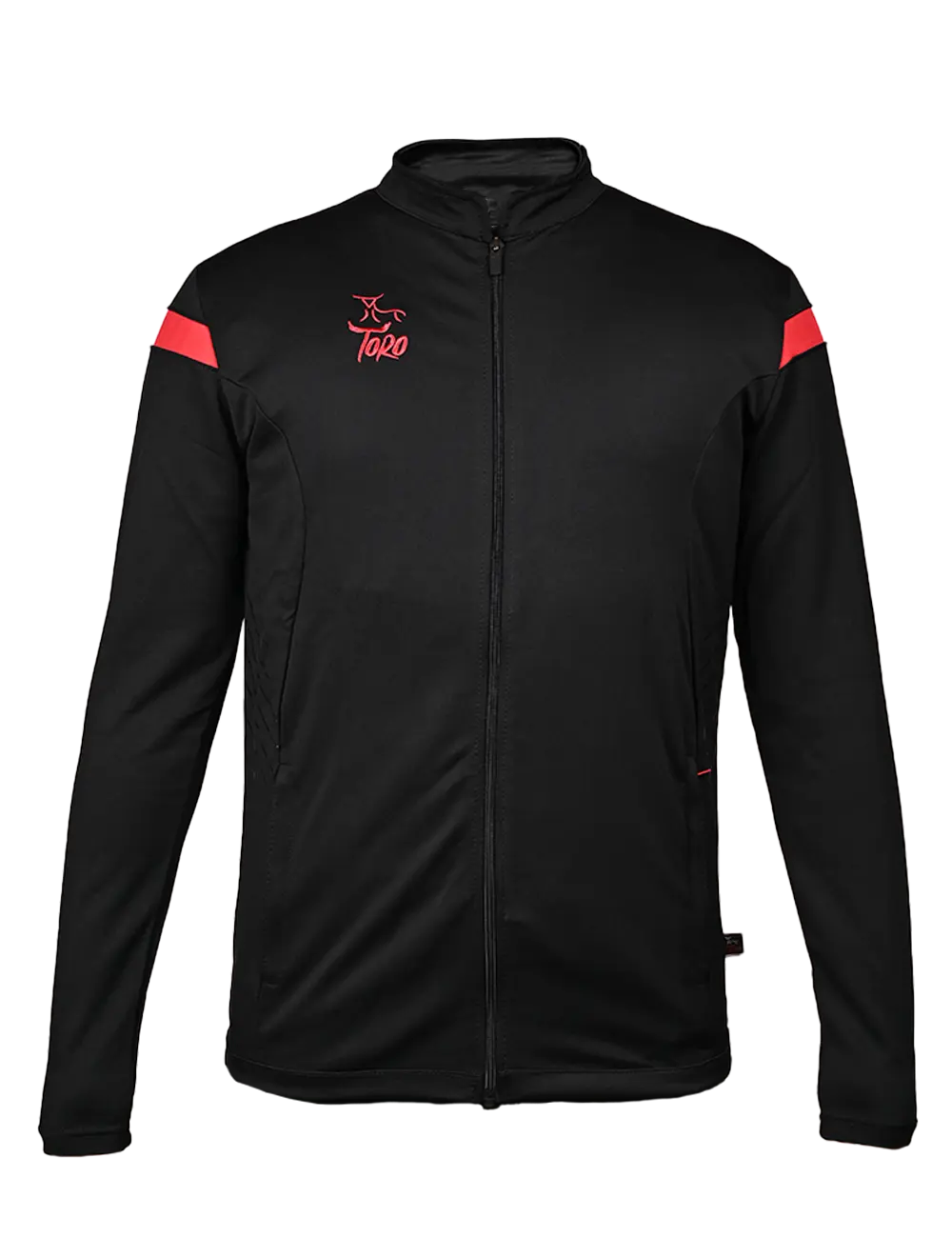 Veste noire et rouge